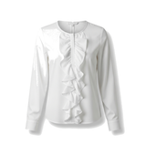 Northbound Supply White ruffle-front blouse