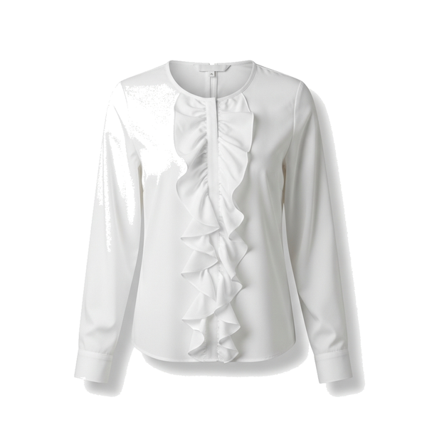Northbound Supply White ruffle-front blouse