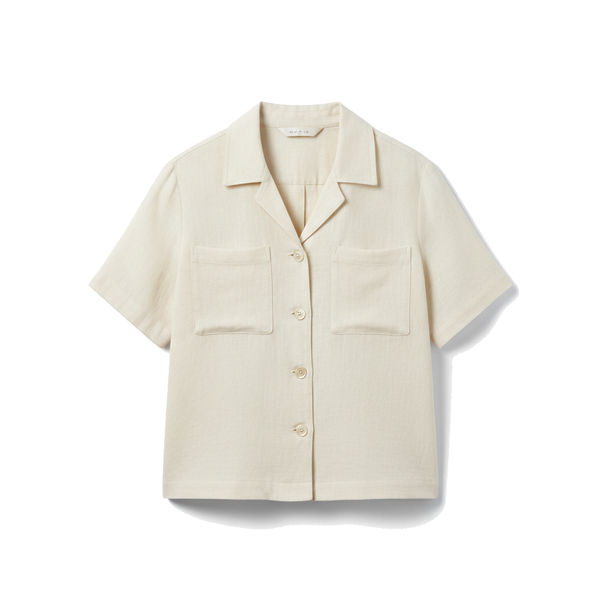 Lumen Studio Linen-blend short-sleeve blouse